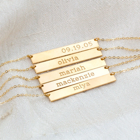 Roman Numeral Bar Necklace, 1.5" Bar