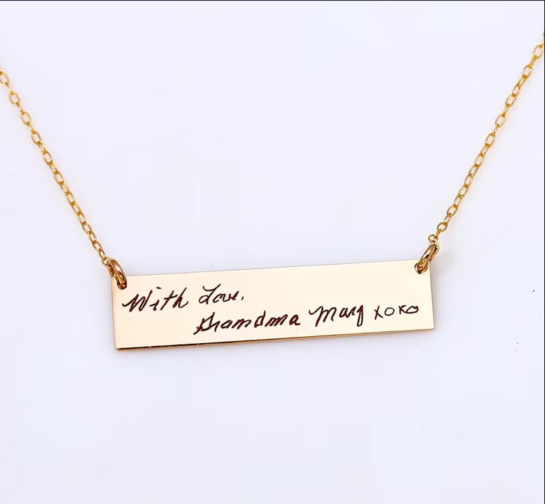 Actual Signature Handwriting Necklace, 8 mm 1.5" Bar