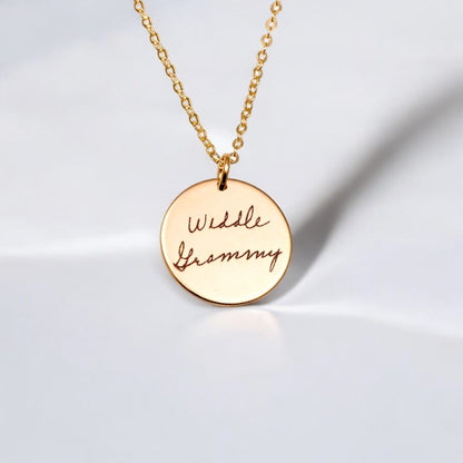 Actual Handwriting and Signature  Necklace, 1-inch Disc