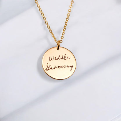 Actual Handwriting and Signature  Necklace, 1-inch Disc