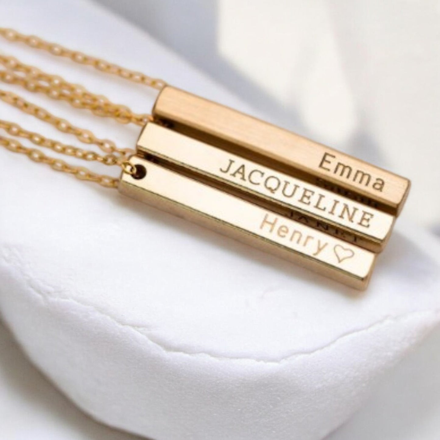 Custom Name 4-Sided Bar Necklace, 1.25" Bar