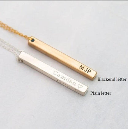 Custom Name 4-Sided Bar Necklace, 1.25" Bar