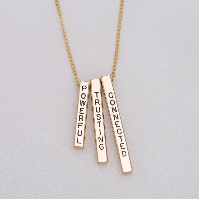 Custom Name 4-Sided Bar Necklace, 1.25" Bar