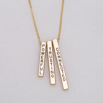 Custom Name 4-Sided Bar Necklace, 1.25" Bar