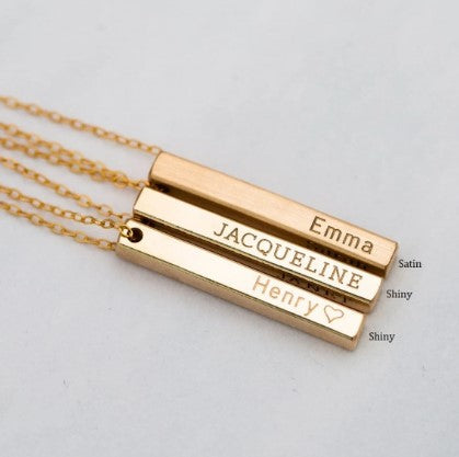 Custom Name 4-Sided Bar Necklace, 1.25" Bar