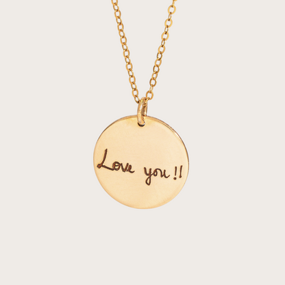 Actual Signature and Handwritten Necklace, 5/8" Disc