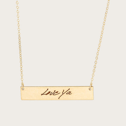 Actual Signature Handwriting Necklace, 11mm 1.5" Bar