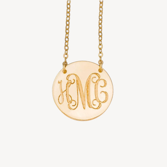 Interlocking Monogram Necklace, 5/8" Disc