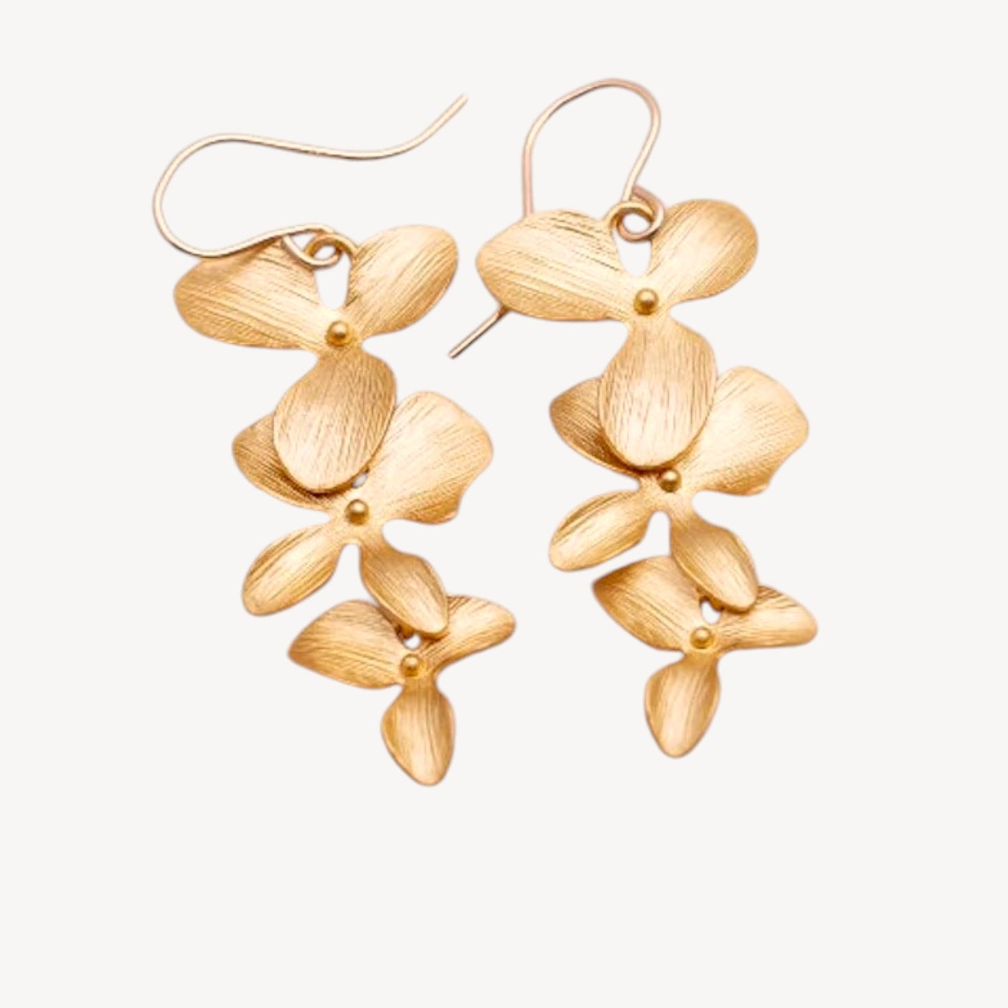 Trio Orchid Flower Earrings