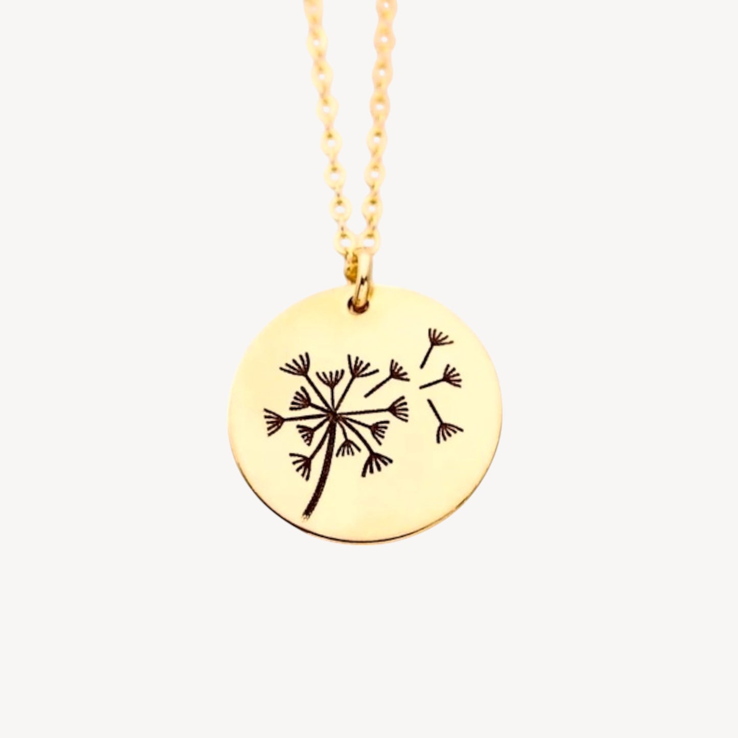 Dandelion Pendant Necklace, 5/8" Disc