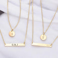 Double Layered Skinny Bar and Small Charm Necklace Set, 0.40" Disc & 1.25" Bar