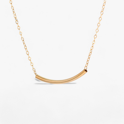 Dainty Curve Tube Bar Necklace, 1.25" Bar