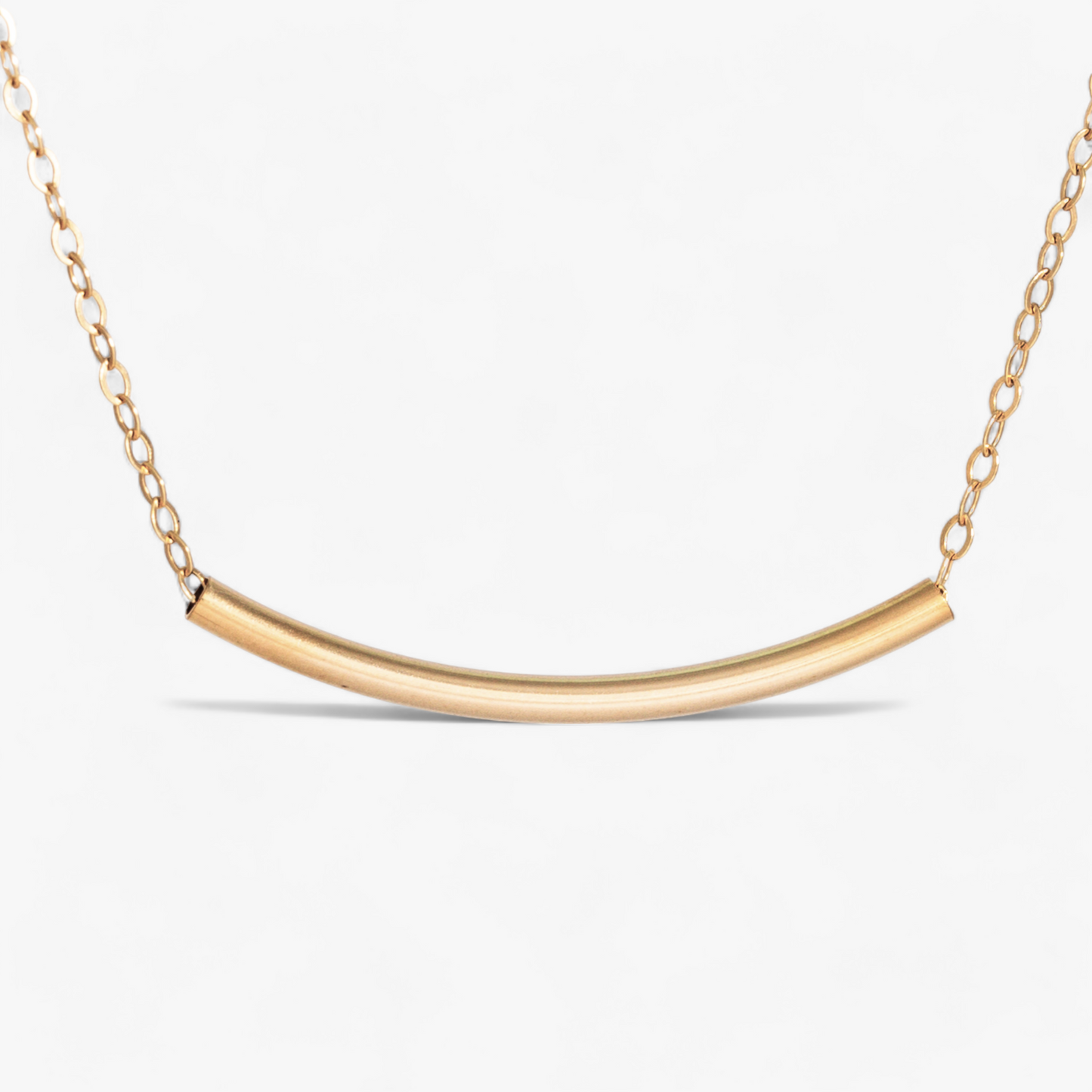 Dainty Curve Tube Bar Necklace, 1.25" Bar