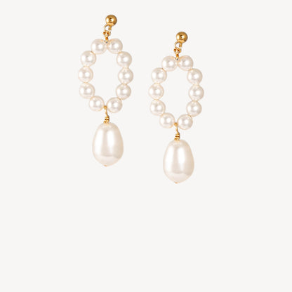 Pearl Hoop Stud Earrings