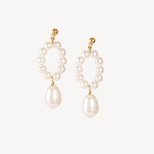 Pearl Hoop Stud Earrings