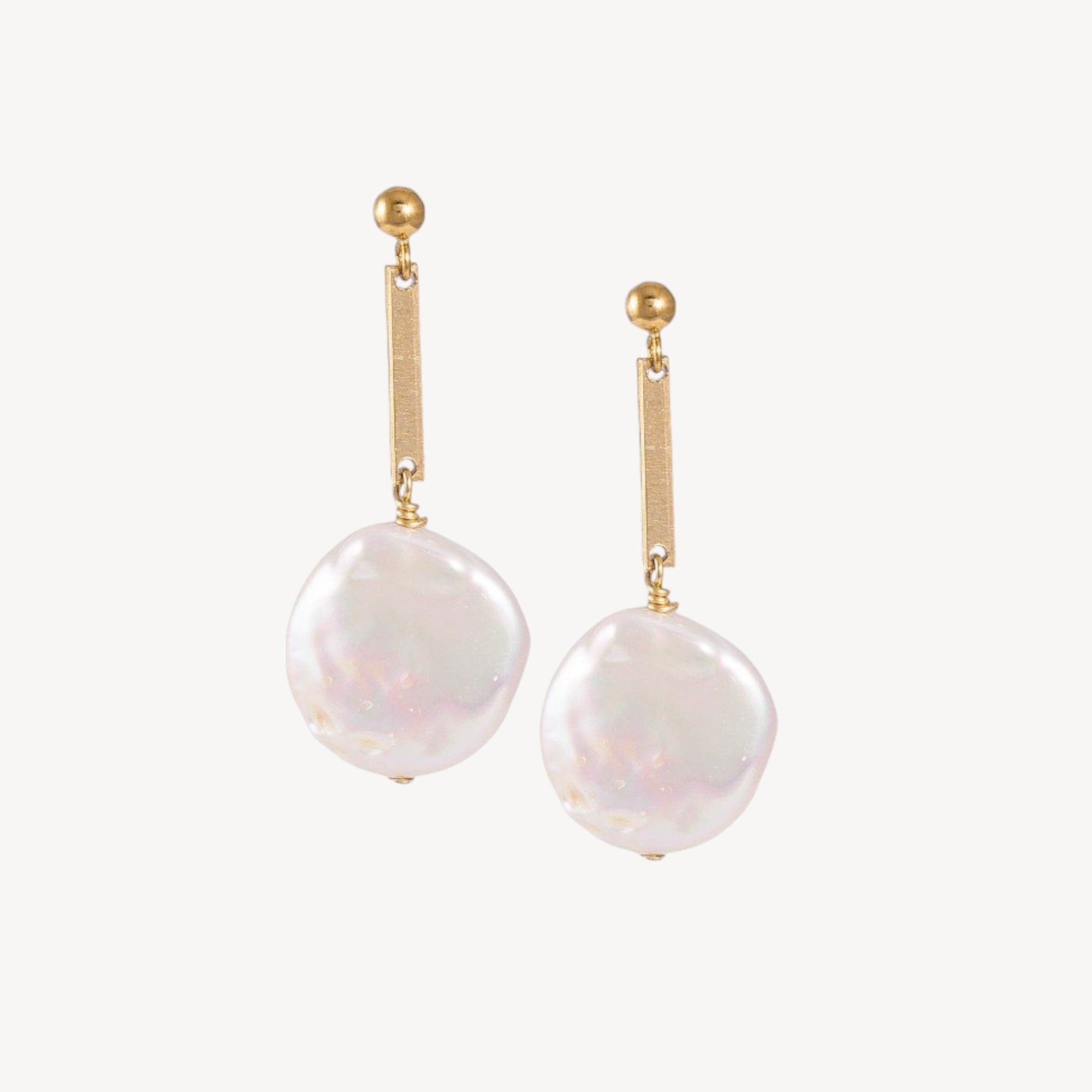 14k Gold deals Coin Pearl Earrrings