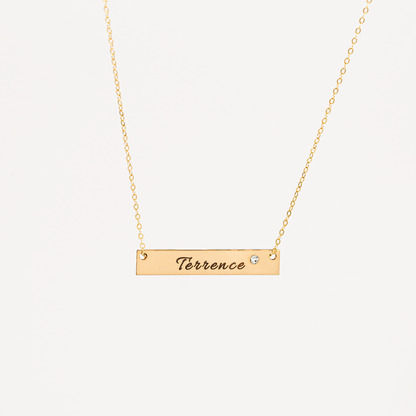 Nameplate Bar with Crystal Necklace, 1.5" Bar