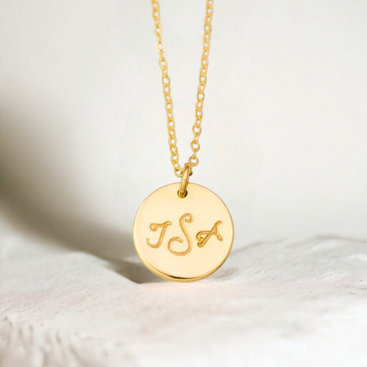 Monogram Necklace, 5/8" Disc