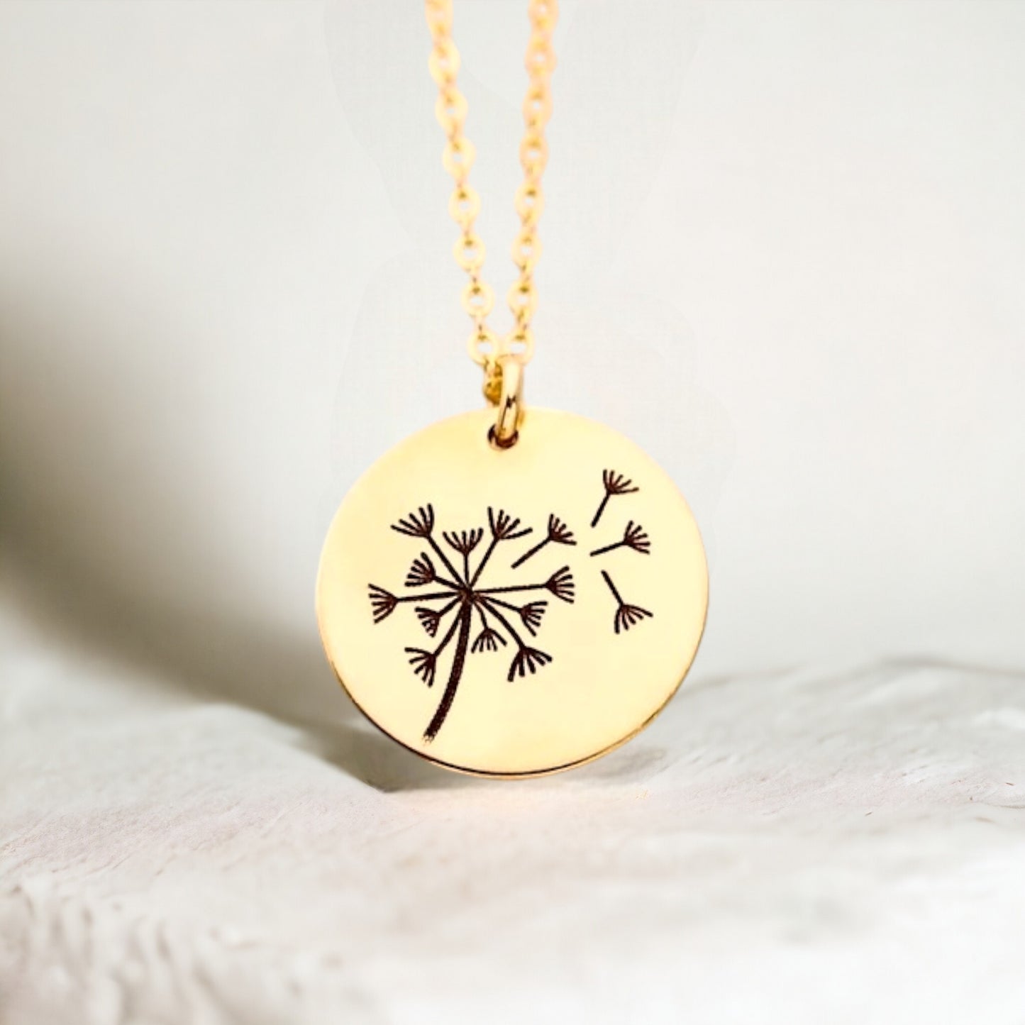 Dandelion Pendant Necklace, 5/8" Disc