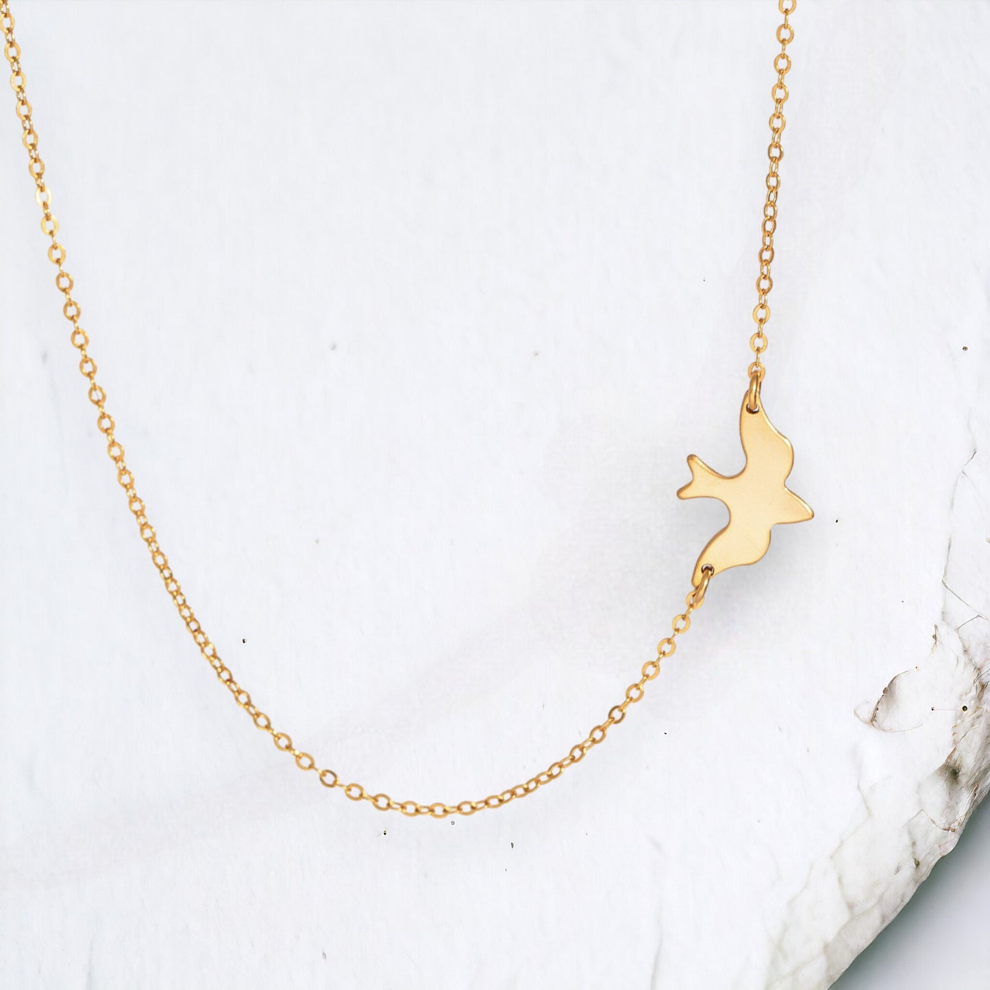 Flying Dove Bird Charm Necklace