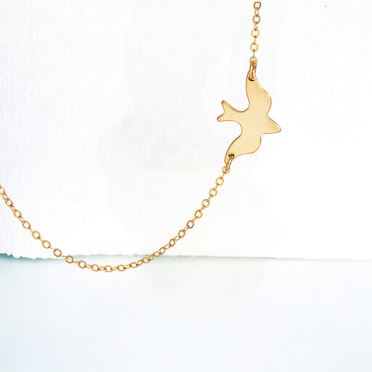 Flying Dove Bird Charm Necklace