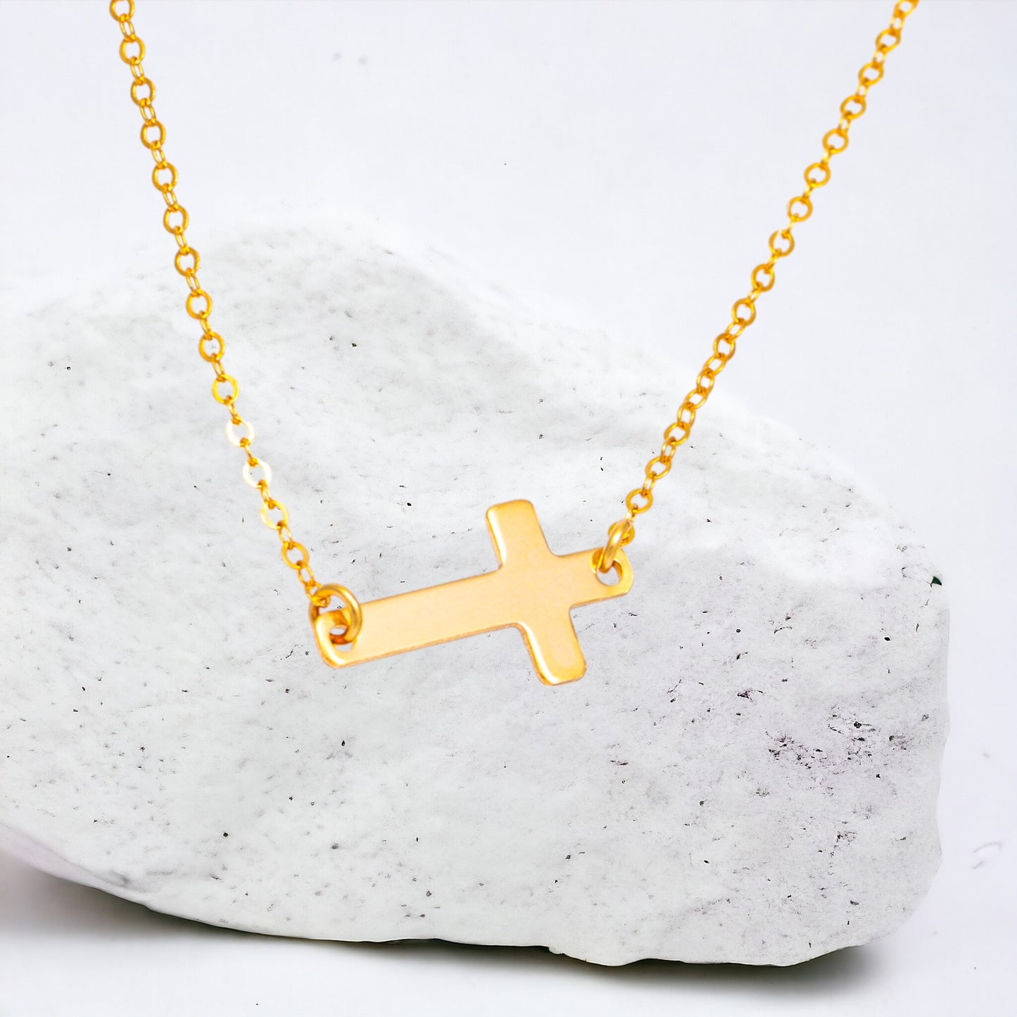 Sideways Cross Pendant Necklace