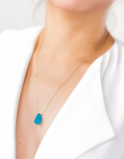 Layered Boho Druzy CZ Diamond Necklace