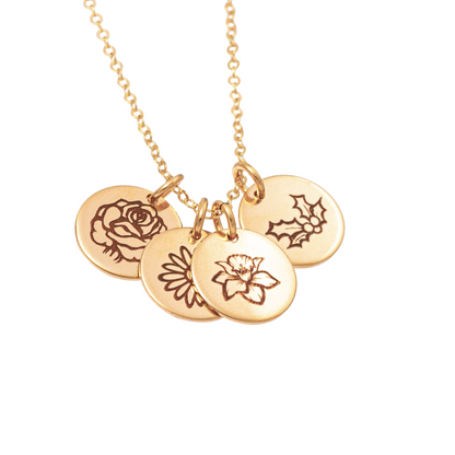 Birth Month Flower Necklace - Medium Disc