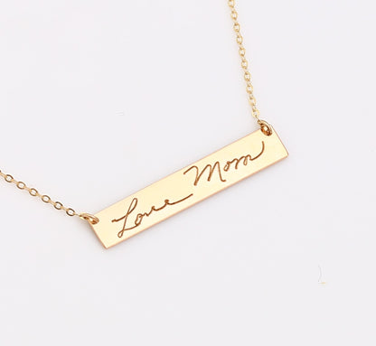 Actual Signature Handwriting Necklace, 11mm 1.5" Bar