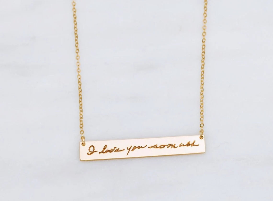 Actual Signature Handwriting Necklace,  6 mm 2" bar