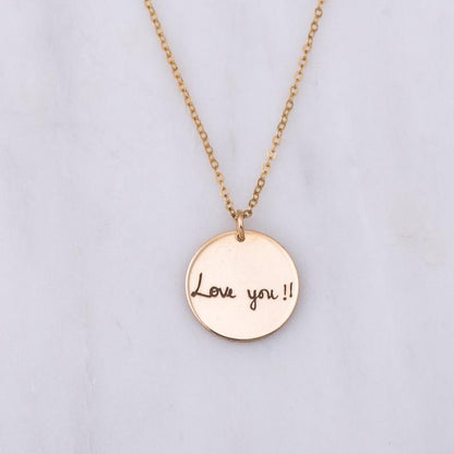 Actual Handwriting and Signature  Necklace, 1-inch Disc