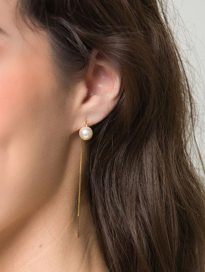 Pearl Drop Threader Earrings