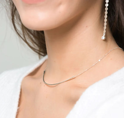 Skinny Curved Bar Necklace