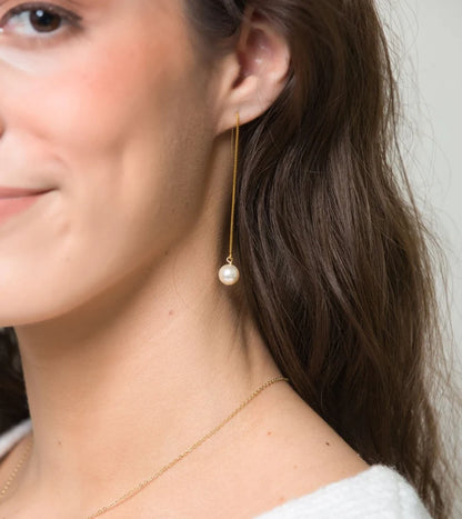 Pearl Drop Threader Earrings