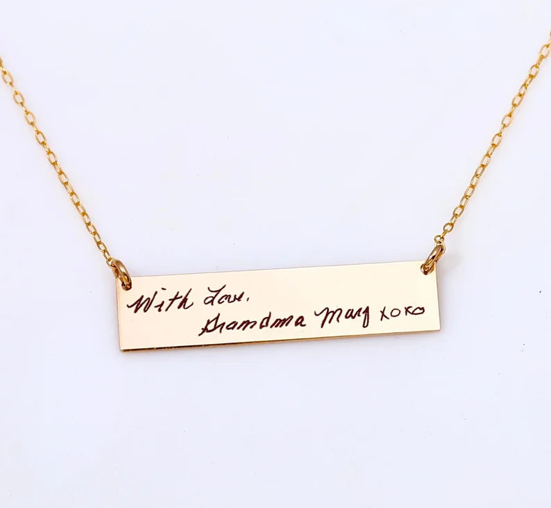 Actual Signature Handwriting Necklace,  6 mm 2" bar