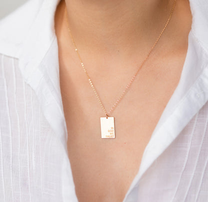 Personalized Engraving Rectangle Pendant Necklace