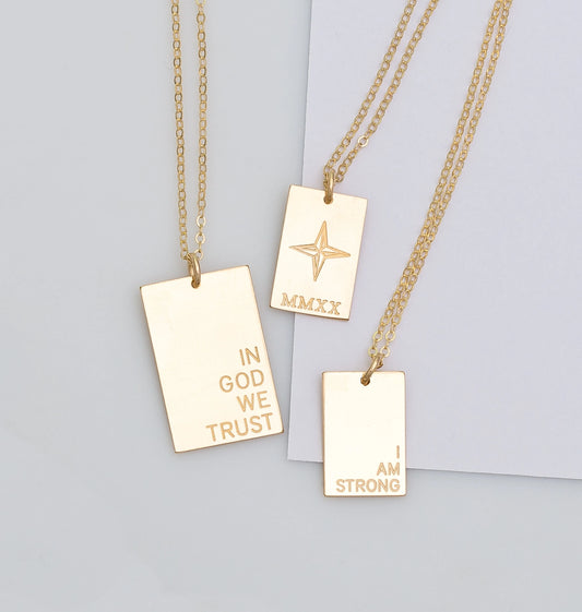 Personalized Engraving Rectangle Pendant Necklace