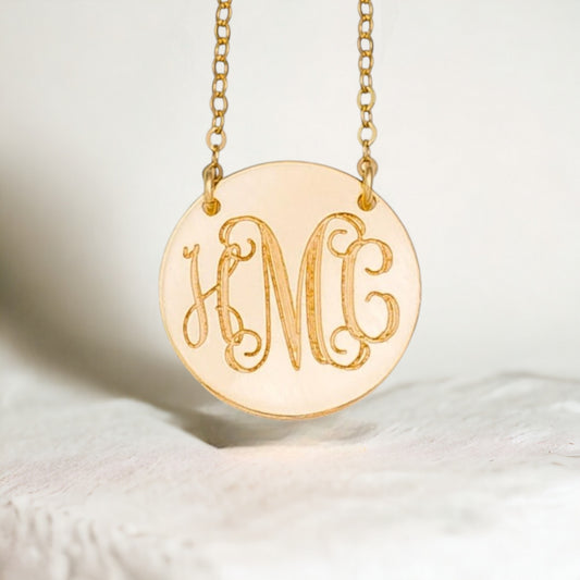 Interlocking Monogram Necklace, 5/8" Disc