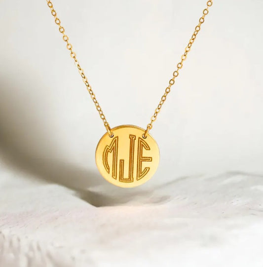 Monogram Necklace, 5/8" Disc