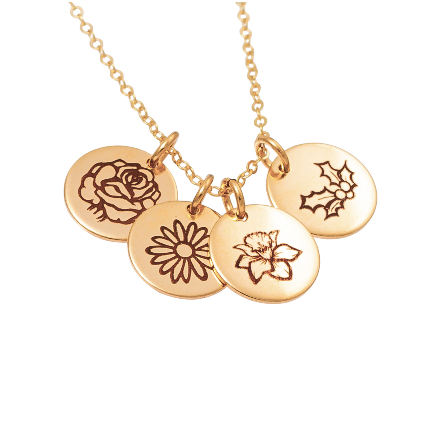 Birth Month Flower Necklace - Medium Disc