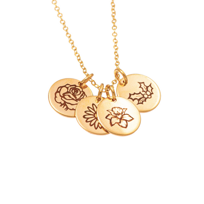 Birth Month Flower Necklace - Medium Disc