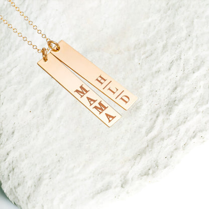 Nameplate 1 Vertical Bar Necklace, 1.25" Bar