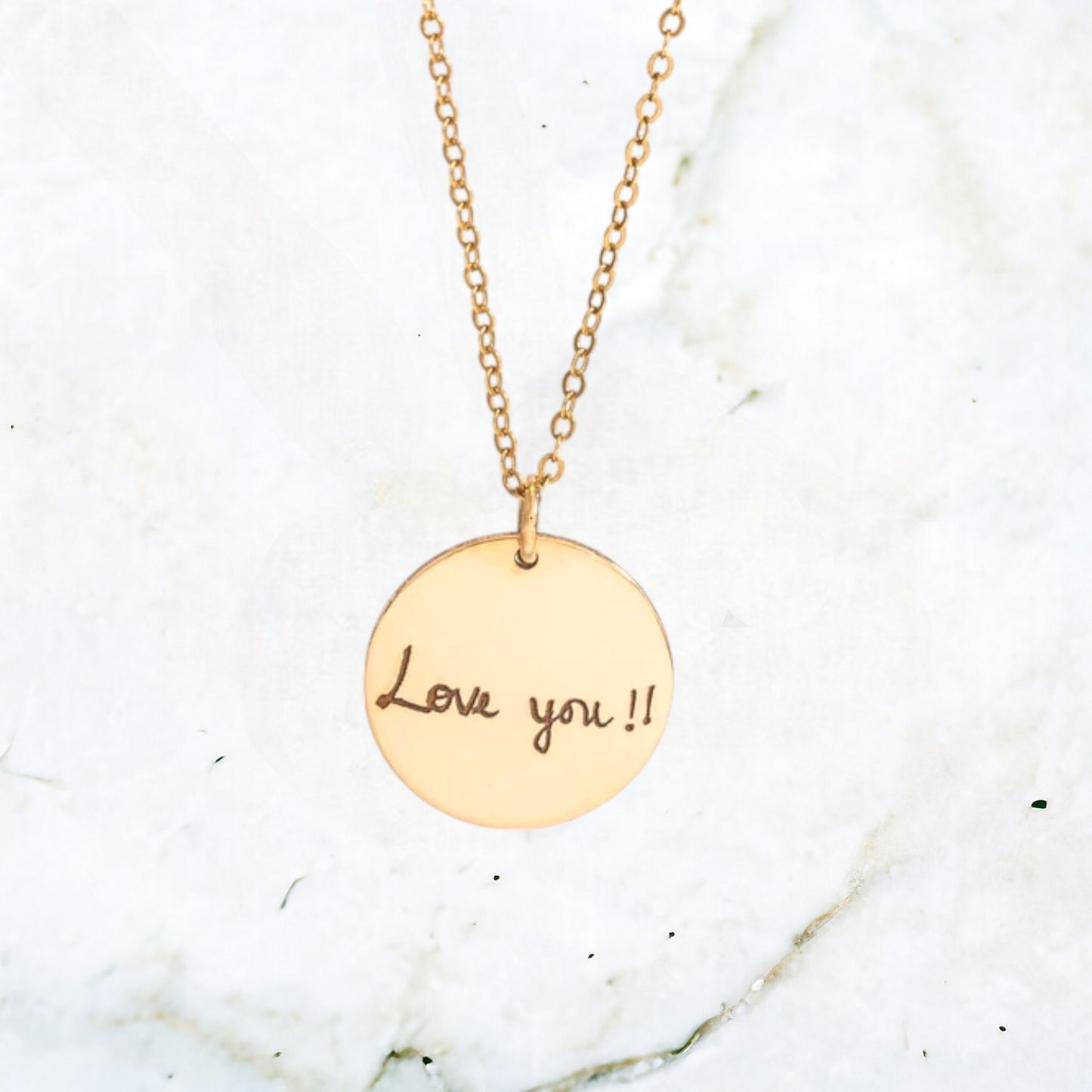 Actual Handwriting and Signature  Necklace, 1-inch Disc