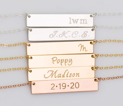 Personalized Nameplate Bar Necklace, 1.25" Bar