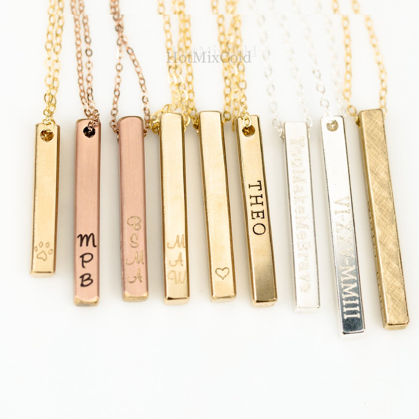 Custom Name 4-Sided Bar Necklace, 1.25" Bar