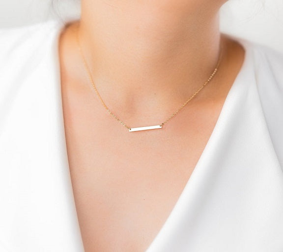 Skinny Short Bar Necklace, 1" Bar