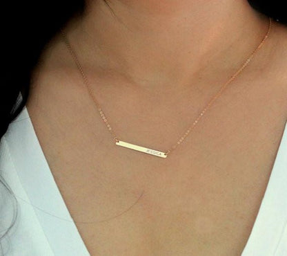 Skinny Gold Bar Necklace, 1.25" Bar