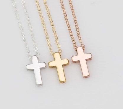 Minimal Tiny Sliding Cross Necklace