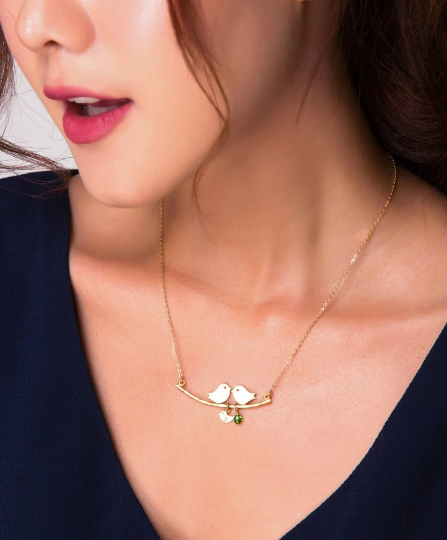 Kissing Bird Pendant Necklace