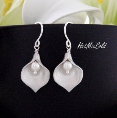 Silver Calla Lily Earrings